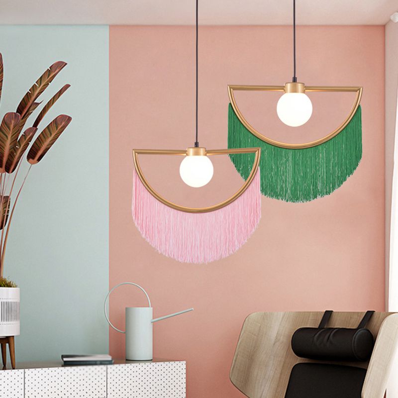 Minori Retro Fringe Fabric Pendant Light - Lumpaz