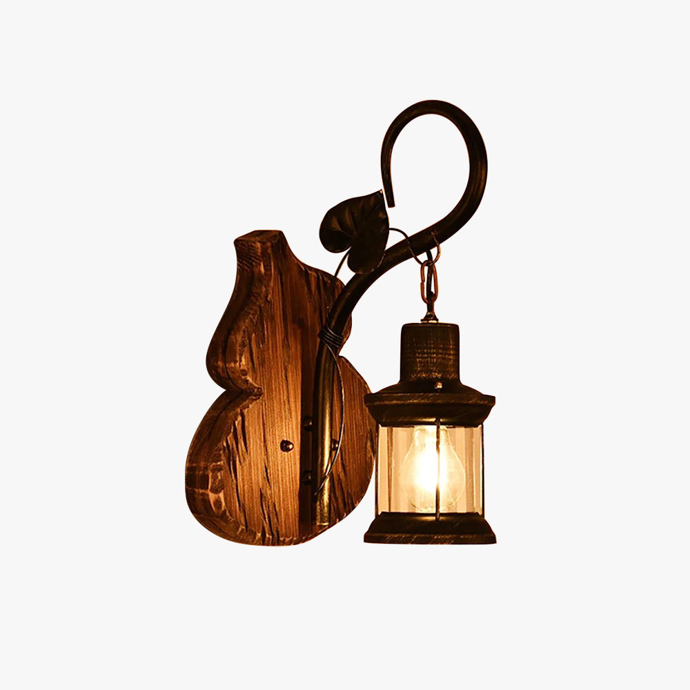 Austin Wall Lamp Cucurbits/Candle Vintage, Wood/Metal, Bedroom - Lumpaz