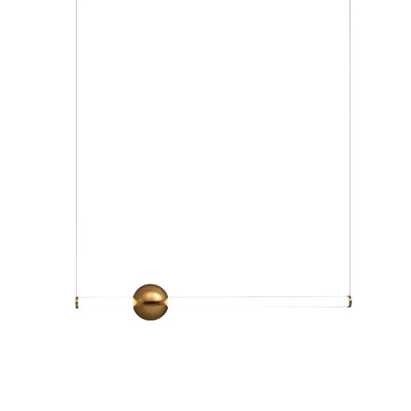 Edge Modern Linear Metal Pendant Light, White/Gold - Lumpaz