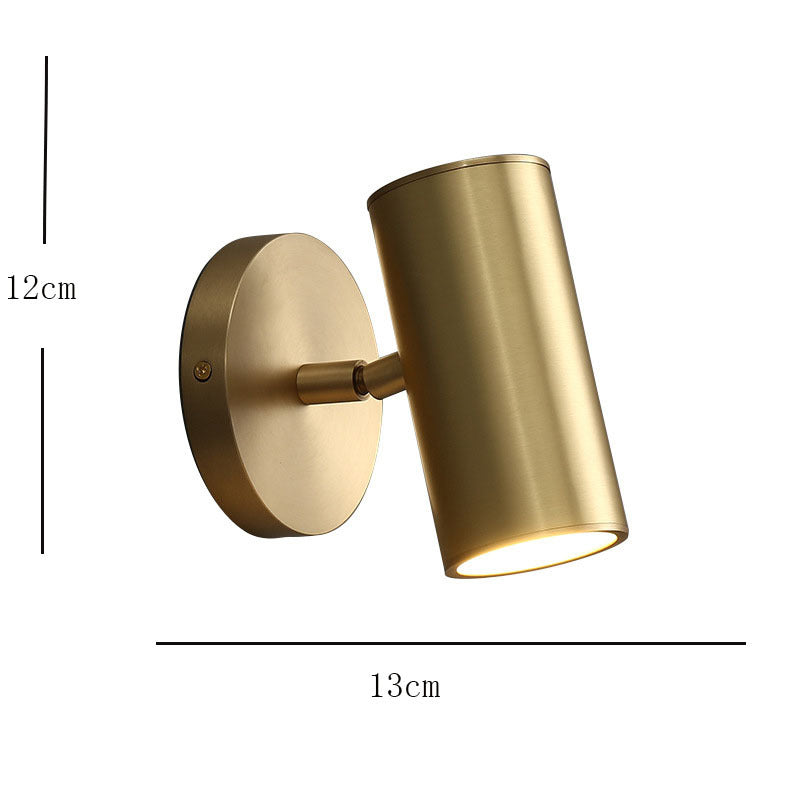 Freja Moden Spotlight Cylindrical Metal Wall Lamp, Gold/Black - Lumpaz