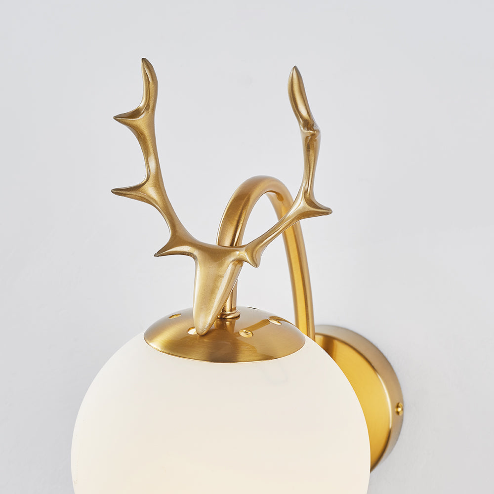 Valentina Modern Art-Deco Deer Bedside Wall Lamp, Black/Gold - Lumpaz