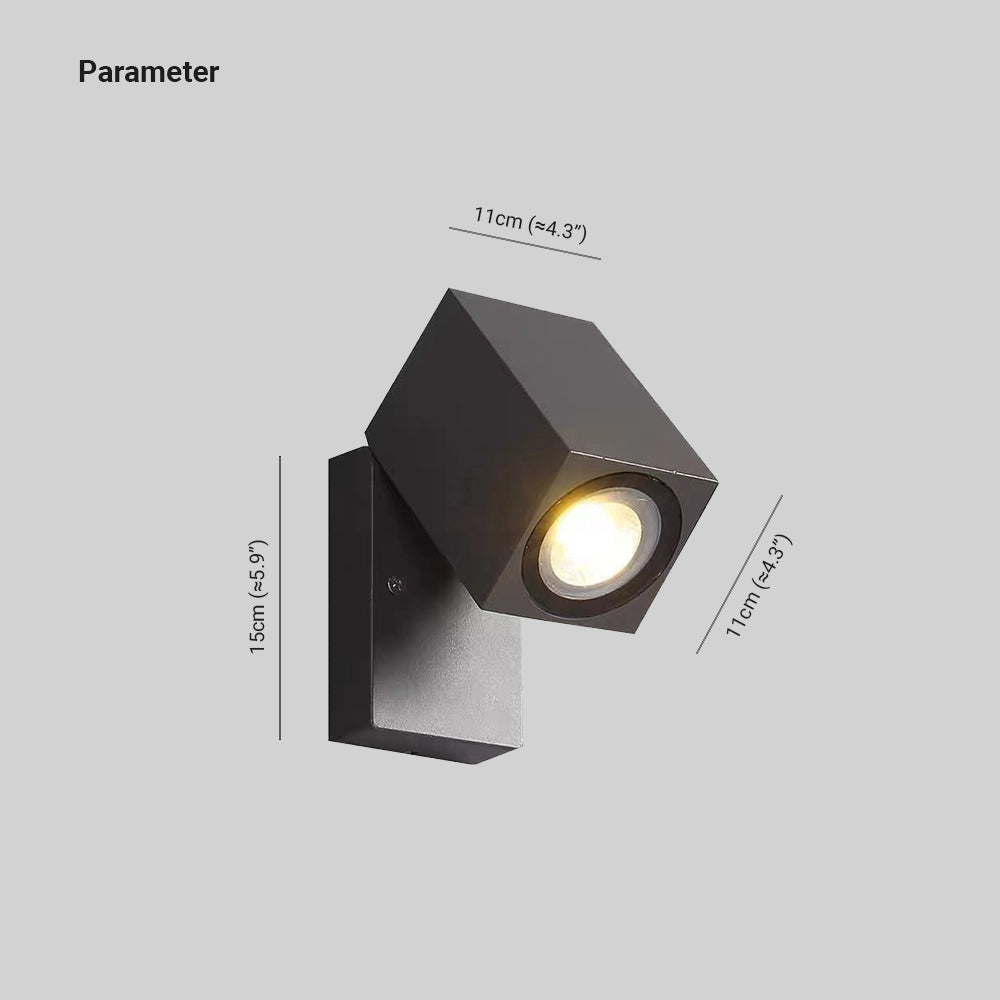 Orr Modern Outdoor Rotatable Metal Spotlight Wall Lamp, Black - Lumpaz