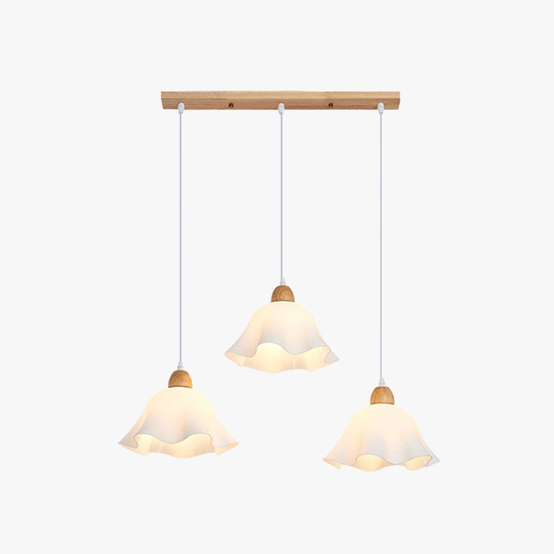 Ozawa Minimalist Flower Acrylic/Wood Pendant Light, White - Lumpaz