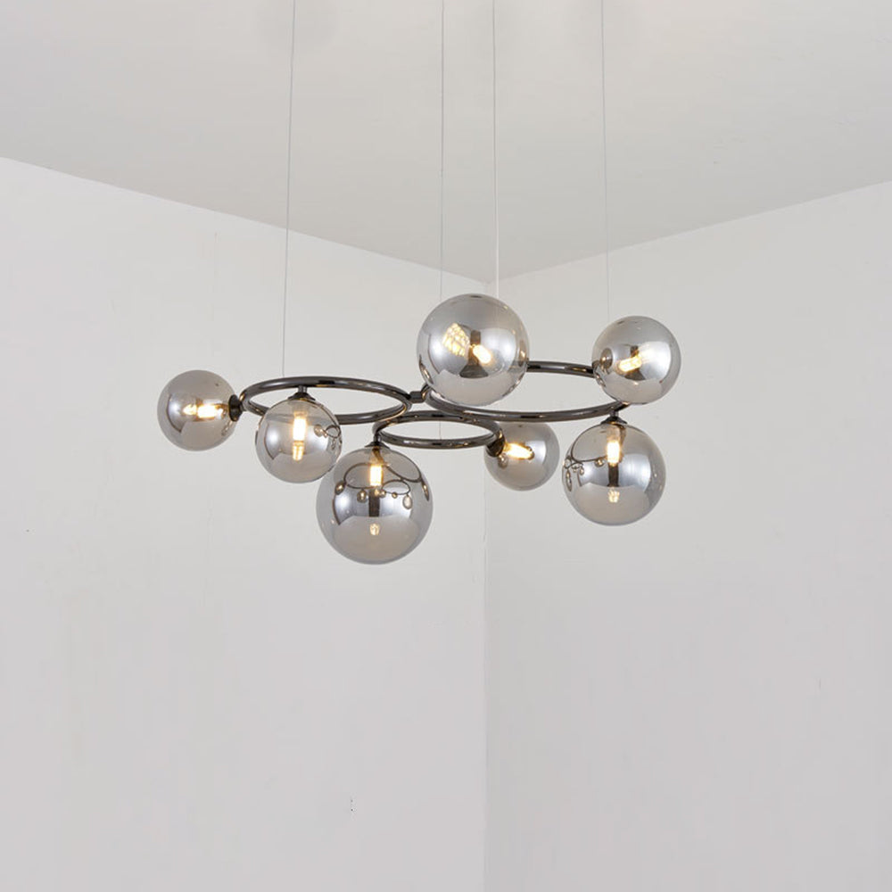 Valentina Modern Designe Wave Metal/Glass Pendant Light, White/Gold - Lumpaz