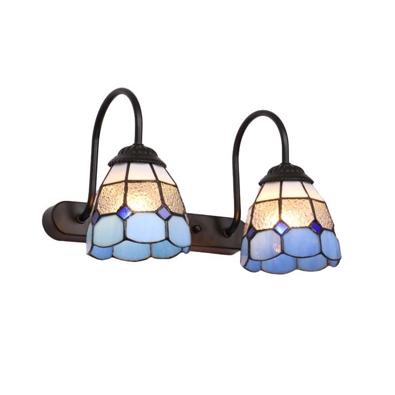 Baxter Vintage Flower Shaped Metal Wall Lamps, Black/White/Blue - Lumpaz