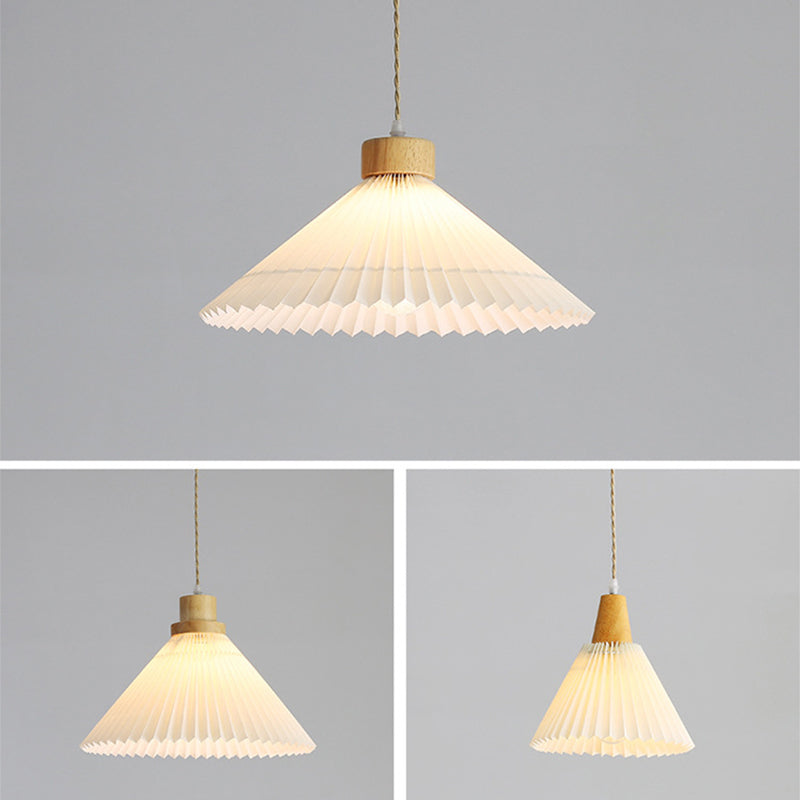 Ozawa Pendant Light Umbrella Shape Art, Wood, White, Bedroom - Lumpaz