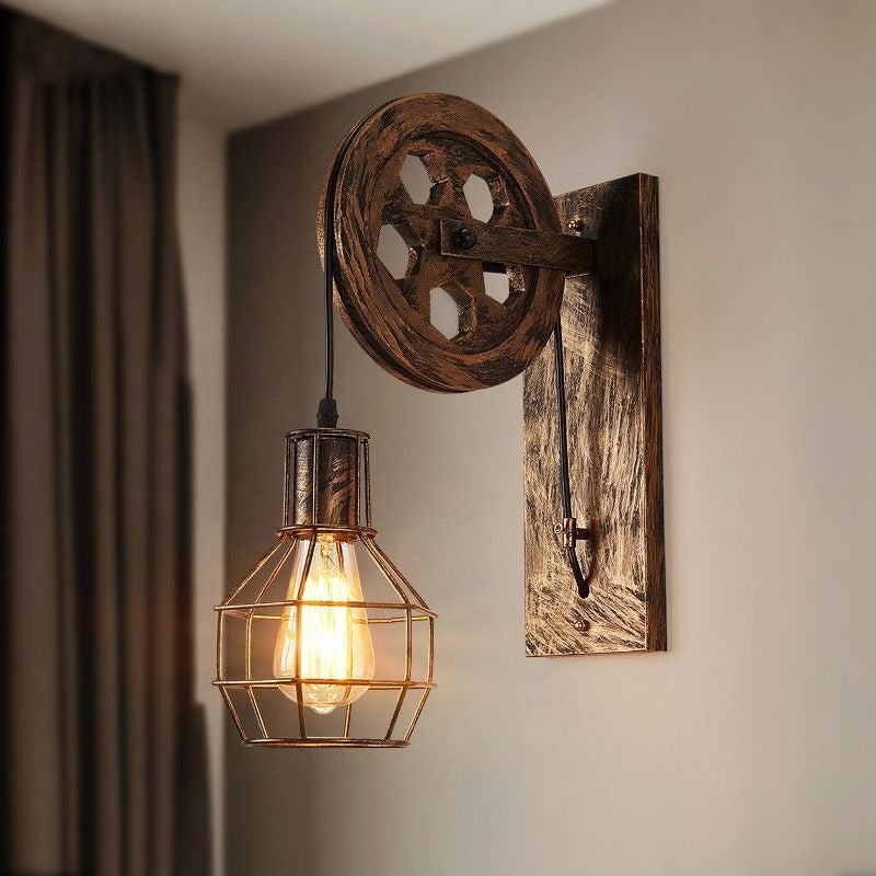 Alessio Wall Lamp Retro, Metal, Rust/Bronze/Black, Bedroom - Lumpaz