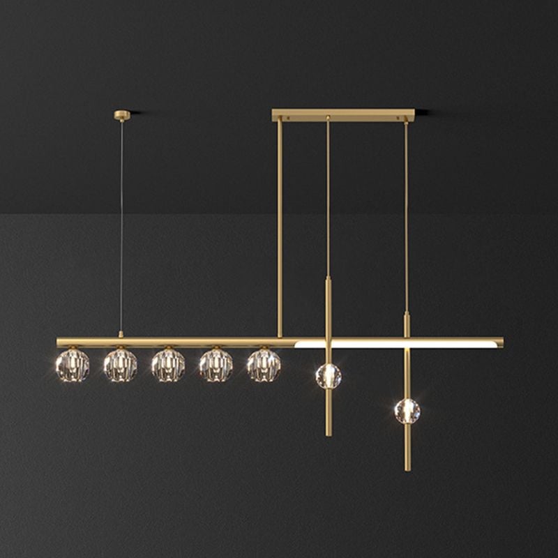 Kirsten Metal & Crystal Pendant Light, Gold - Lumpaz