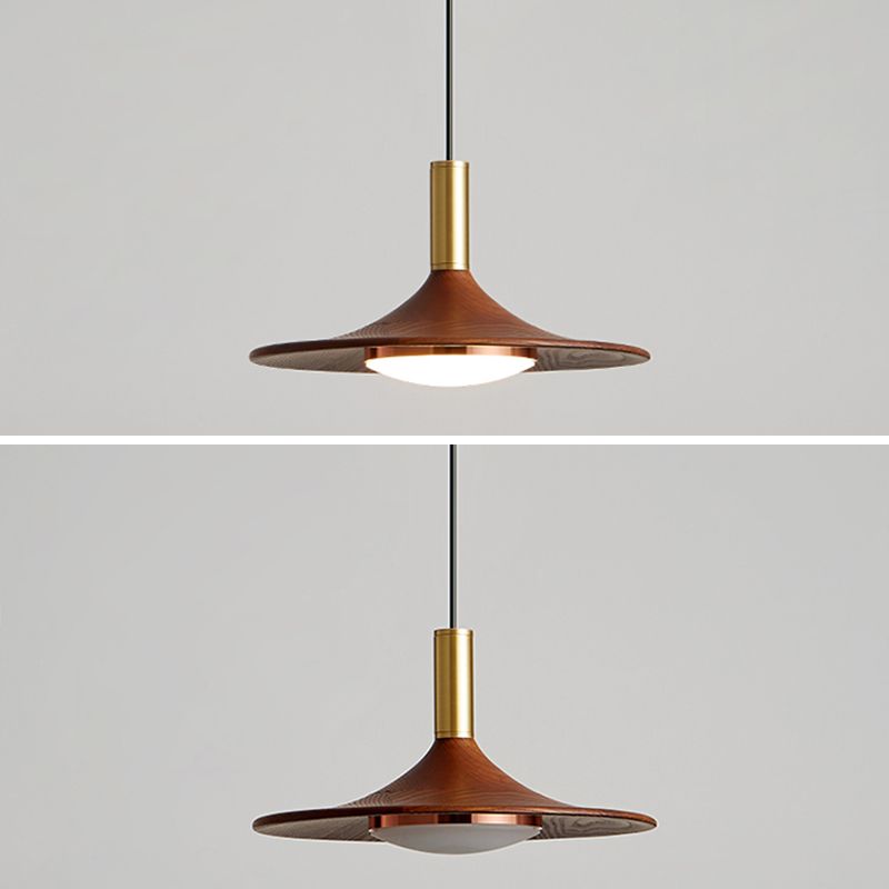 Carins Rustic Cap-shaped Wooden Pendant Light, Natural Wood - Lumpaz