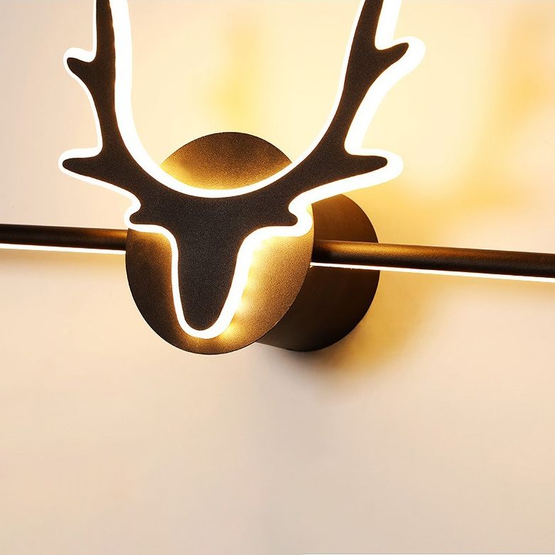 Edge Vintage Antlers Mirror Front Vanity Metal LED Wall Lamp - Lumpaz
