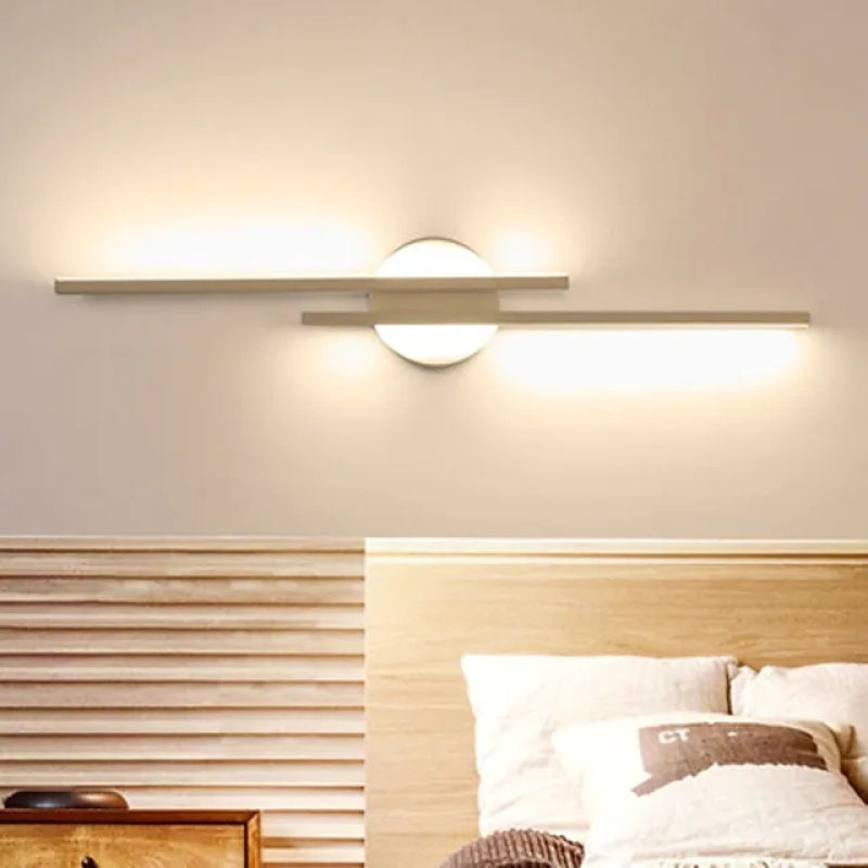 Alana Modern Nordic Disc/Linear Metal LED Wall Lamp, Black/White - Lumpaz