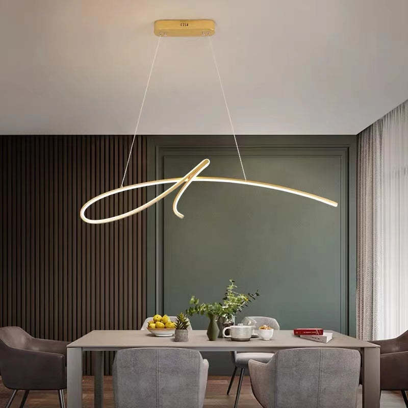 Pendant Light Irregular-curved Modern, Metal, Black/Gold, Restaurant - Lumpaz
