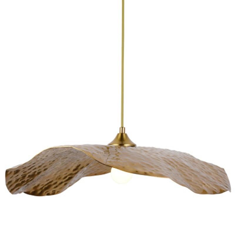 Carins Natural Lotus Leaf Metal Pendant Light, Gold - Lumpaz