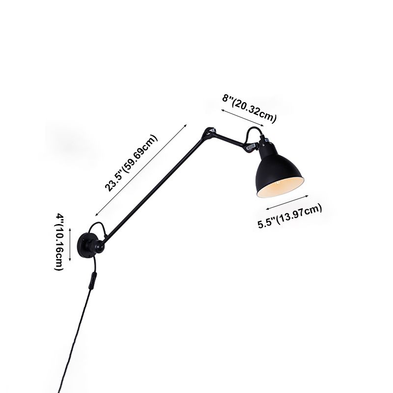 Brady Minimalist Adjustable Wall Lamp, Metal, Black, Living Room - Lumpaz