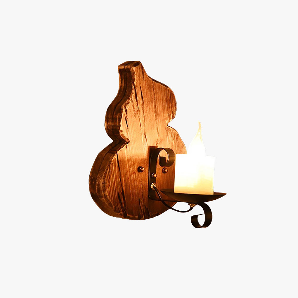 Austin Wall Lamp Cucurbits/Candle Vintage, Wood/Metal, Dining Room - Lumpaz