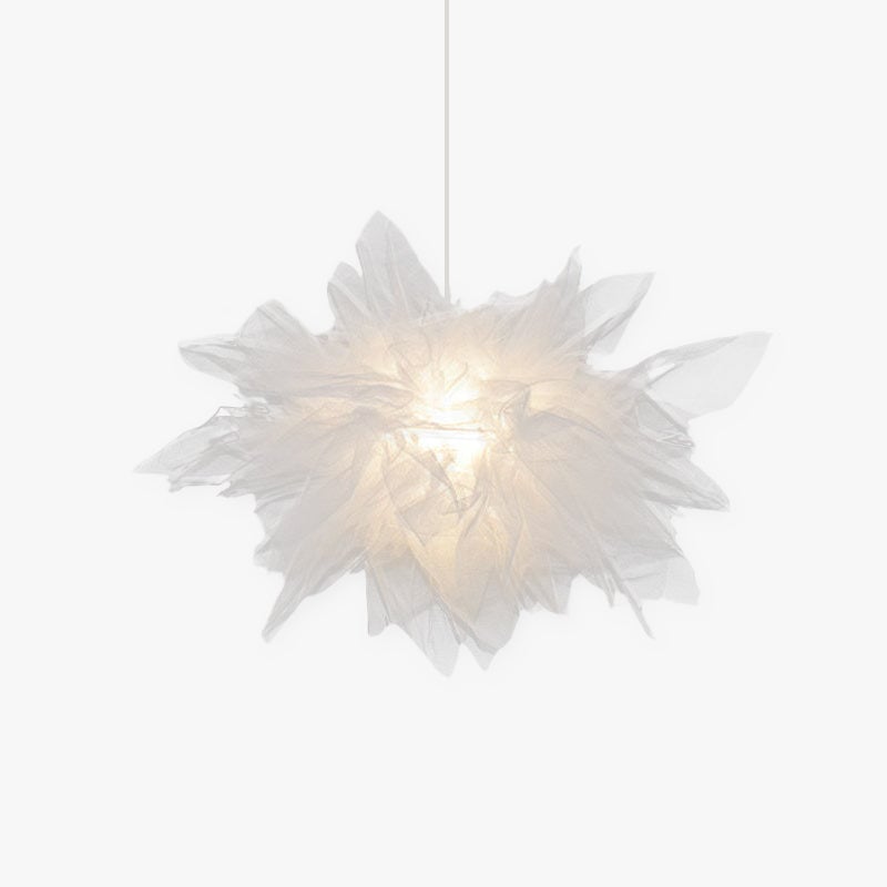 Bella Modern Flower Fabric Pendant Light, Bedroom, White - Lumpaz
