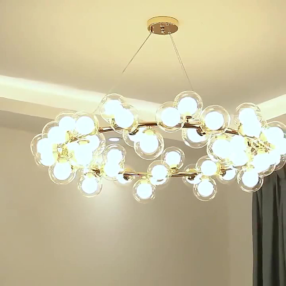 Valentina Modern Gold Bubble Pendant Light, Metal & Glass - Lumpaz