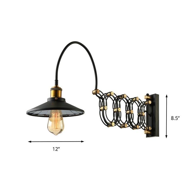 Brady Wall Lamp Arched Lamppost Extendable Arm Metal, Black, Living Room - Lumpaz