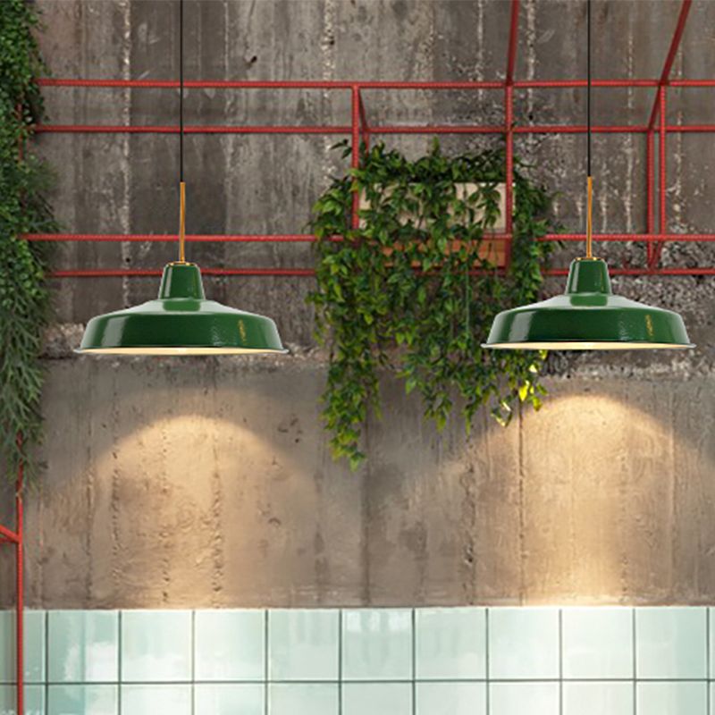 Cairns Vintage Metal Arched Pendant Light, Green - Lumpaz