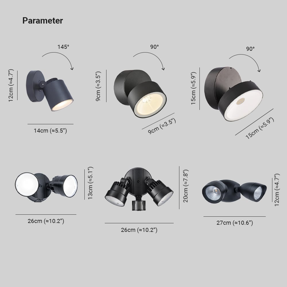 Orr Modern Camera Shape Metal/Acrylic Outdoor Waterproof Wall Lamp Spotlight, Black - Lumpaz