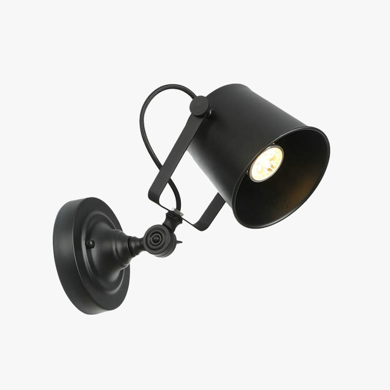 Brady Modern Bucket Metal Adjustable Wall Lamp, Black/Rust - Lumpaz