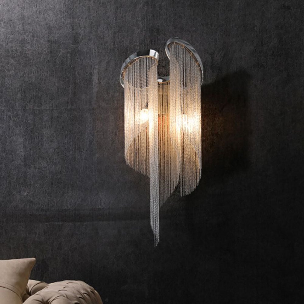 Colon Wall Lamp Modern/Art Deco, Tassel Chain, Silver, Bedroom - Lumpaz
