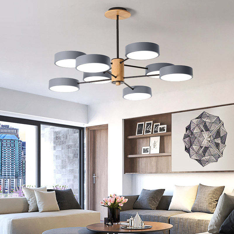 Sienna Art Deco Pendant Light, White/Green/Gray, Metal/Wood - Lumpaz