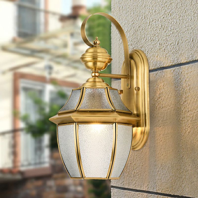 Alessio Vintage Lantern Metal Outdoor Wall Lamp, Gold - Lumpaz
