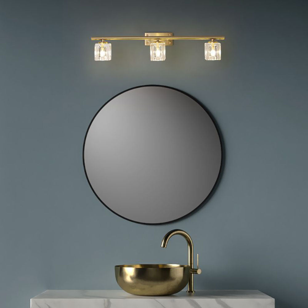 Kristy Wall Lamp Modern Mirror Front Vanity, Metal/Crystal, Gold, Bathroom - Lumpaz