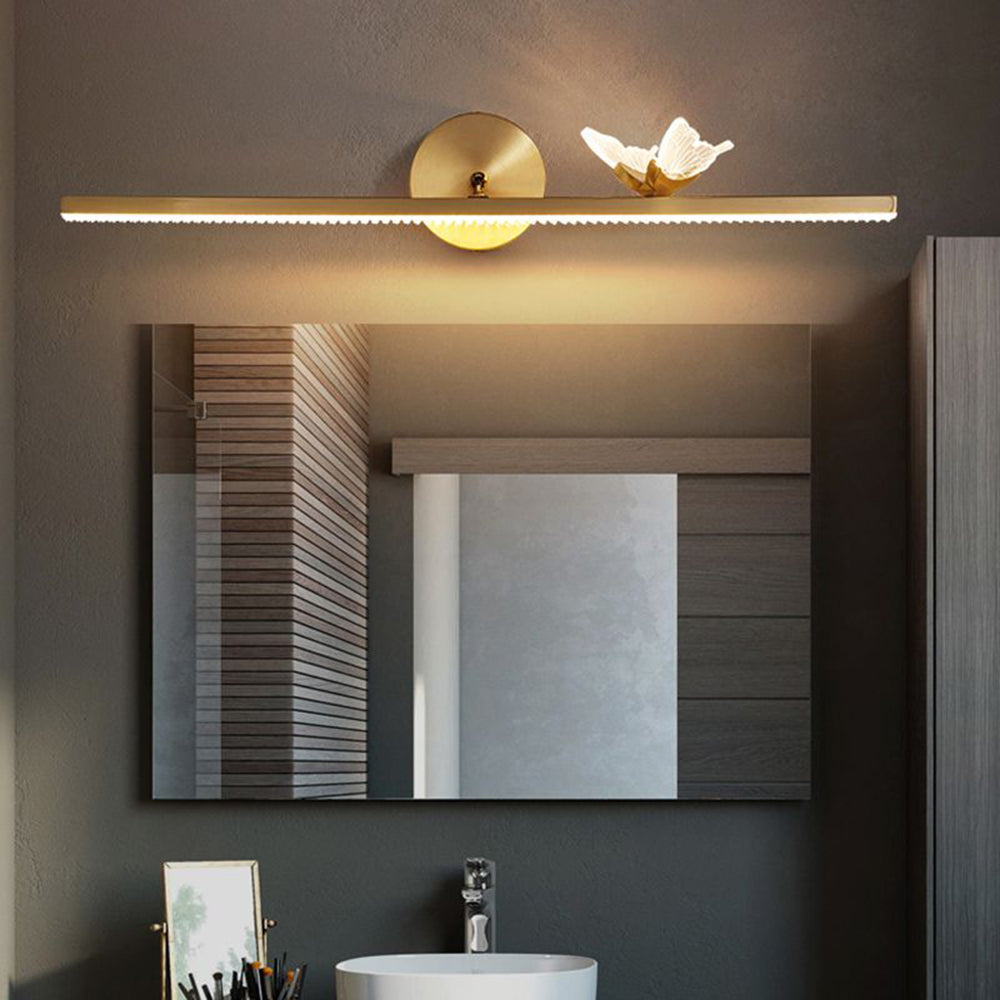 Kady Luxury Butterfly Linear Wall Lamp, Metal/Acrylic, Gold - Lumpaz