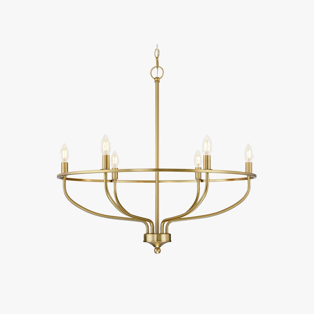 Silva Industrial Metal Candle Chandelier Black/Champagne Living Room/Bedroom - Lumpaz