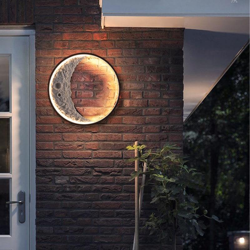 Elif Outdoor Wall Lamp Moon Modern, Led, Black, Courtyard - Lumpaz