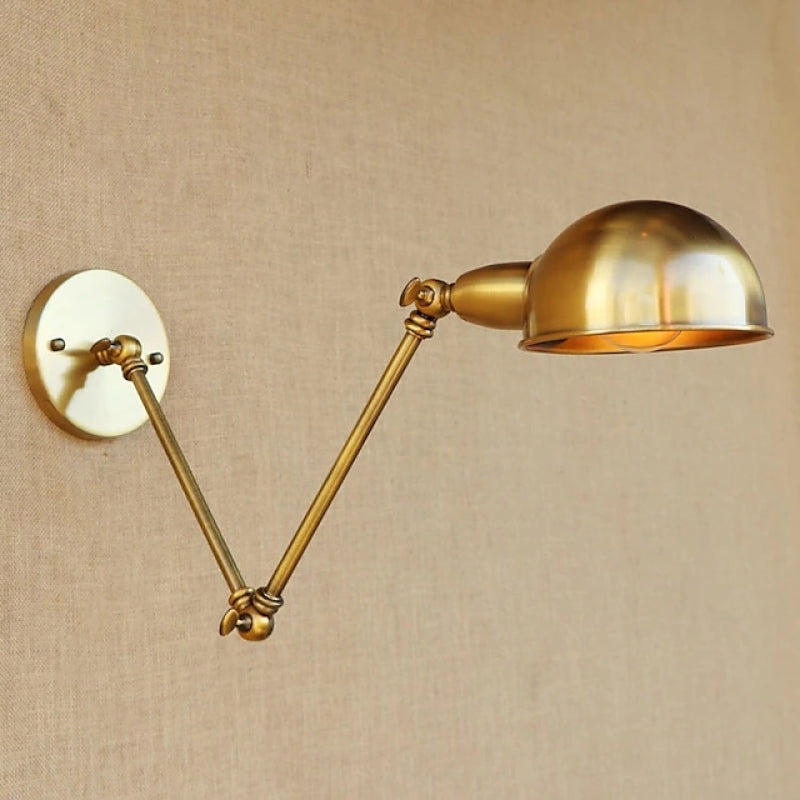 Brady Vintage Semi-sphere Metal Swing Arm Foldable Wall Lamp, Bronze - Lumpaz