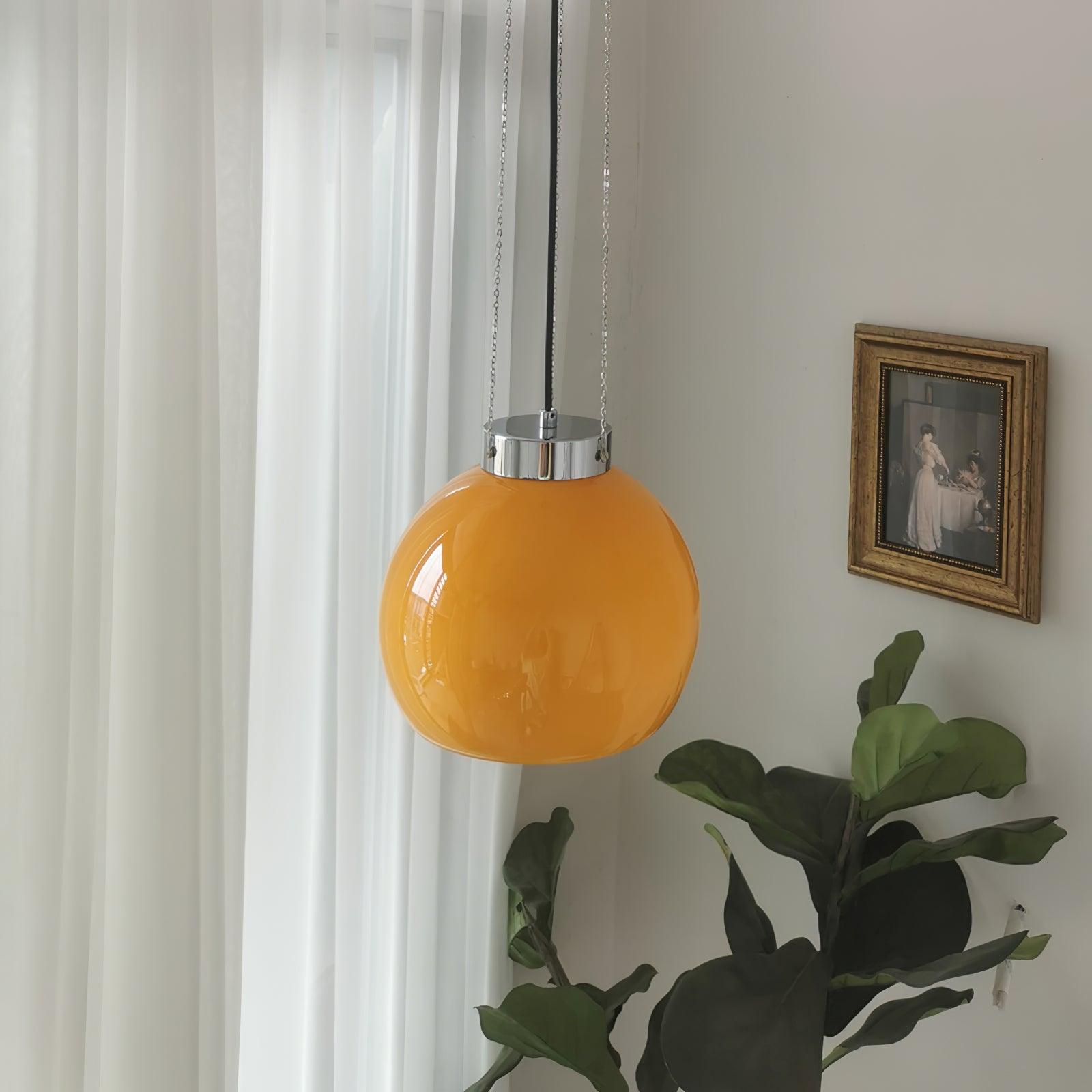 Hailie Yellow Ball Pendant Light, Metal & Glass, 9.8" - Lumpaz
