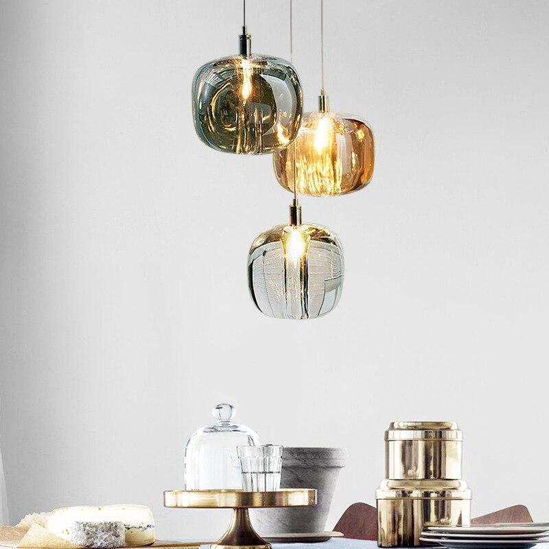 Hailie Modern Bubble Glass LED Pendant Light, Amber/Clear/Gray - Lumpaz