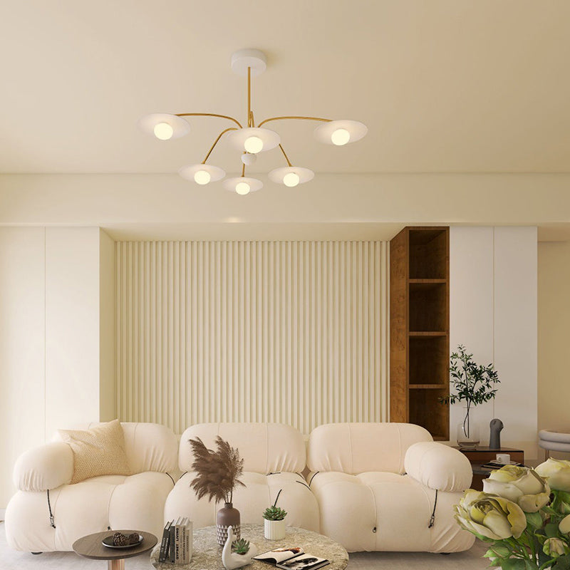 Cairns Minimalist Blown Metal Pendant Light, White/Gold - Lumpaz