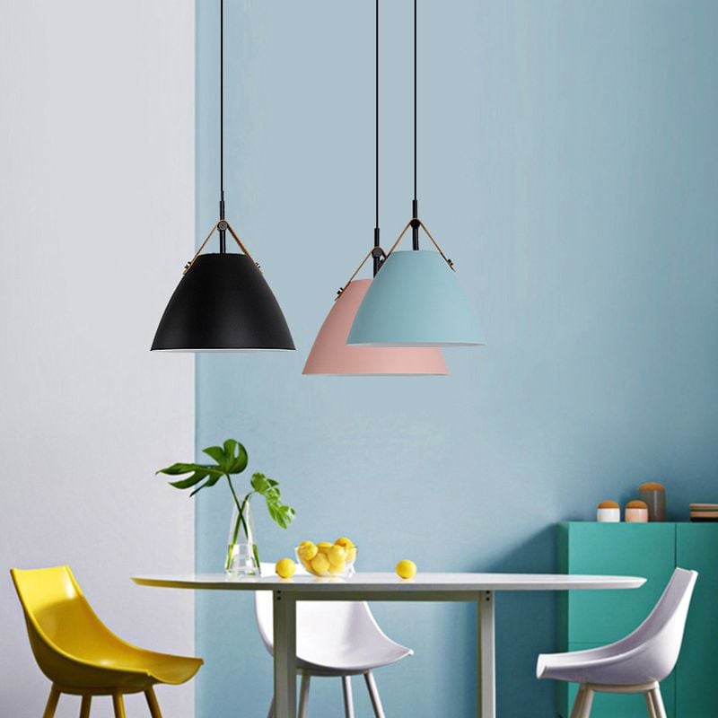 Morandi Modern Frisbee Shaped Metal Pendant Light, Black/White - Lumpaz