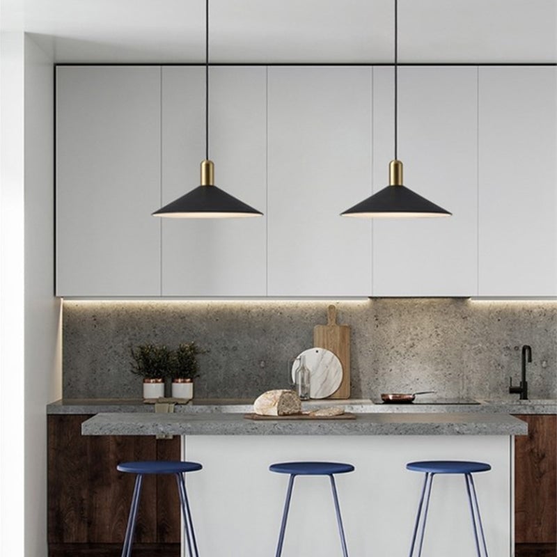 Carins Vintage Pendant Light,  Black & White & Gold - Lumpaz