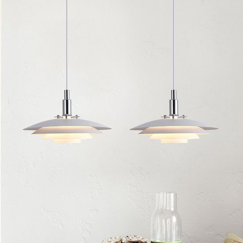 Morandi Modern Frisbee Shaped Metal Pendant Light, Black/White - Lumpaz