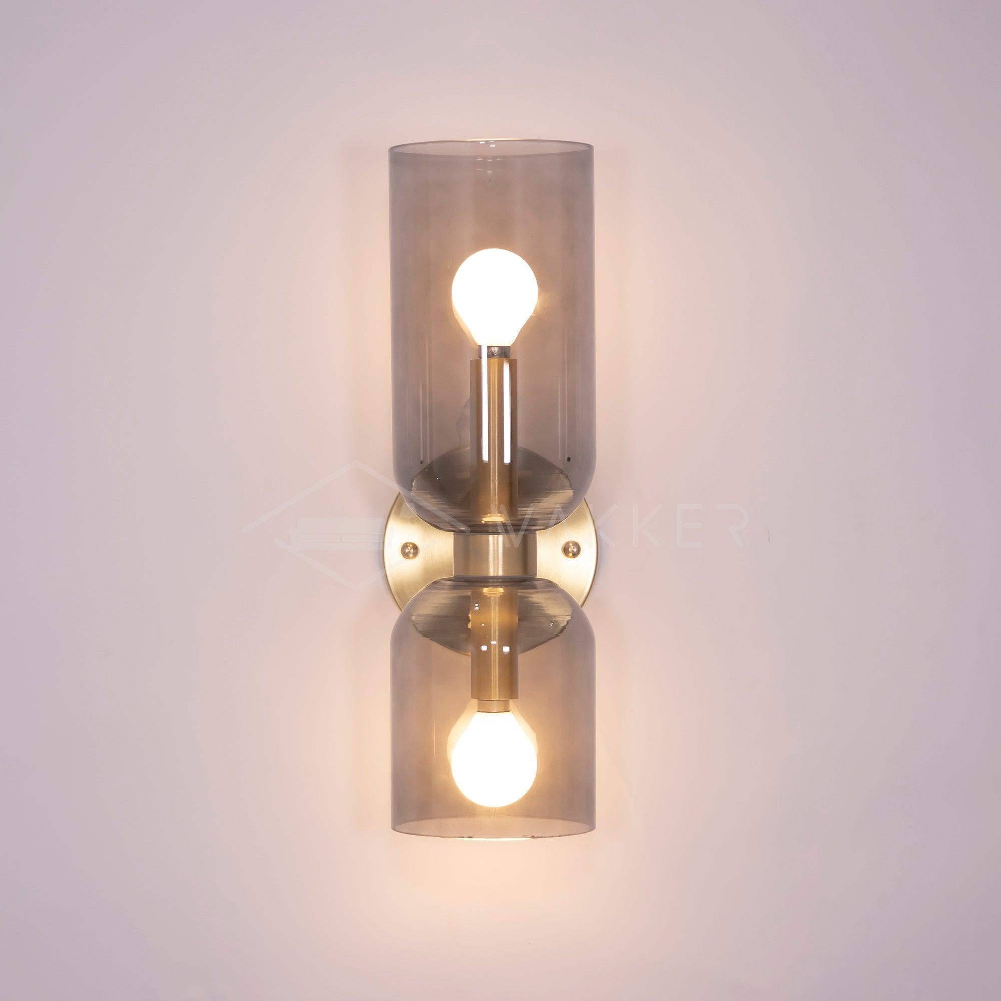 Meza Wall Lamp Simple Double-head, White/Blue/Gray/Chrome, Bedroom - Lumpaz