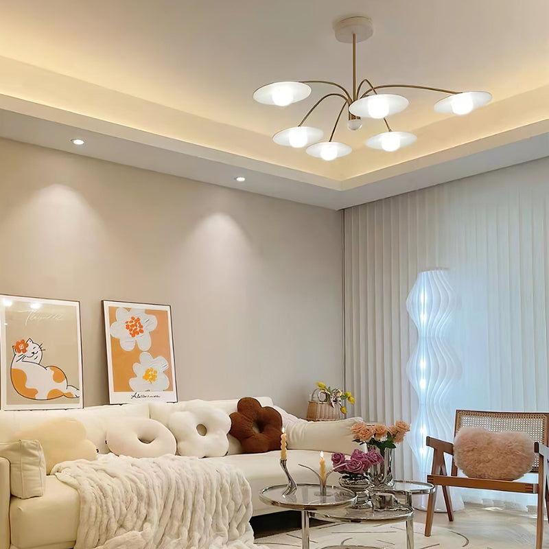 Cairns Minimalist Blown Metal Pendant Light, White/Gold - Lumpaz