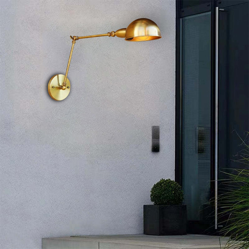 Brady Vintage Semi-sphere Metal Swing Arm Foldable Wall Lamp, Bronze - Lumpaz