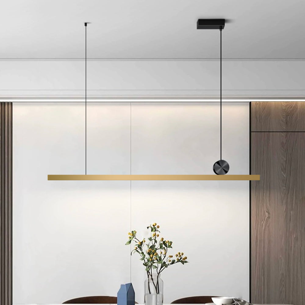 Edge Pendant Light Asymmetrical Linear Modern, Metal, Black/Gold, Study - Lumpaz