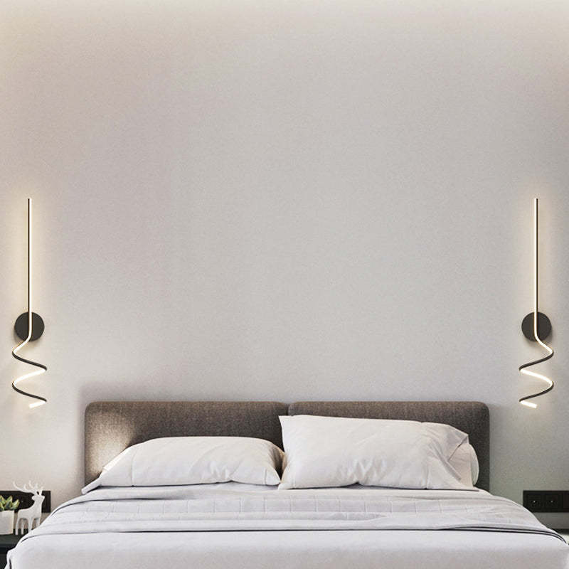 Modern LED Art Interior Wall Light Spiral, Black & White - Lumpaz