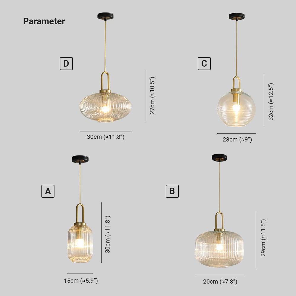 Sanna Modern Ribbed Clear Glass Pendant Light - Lumpaz