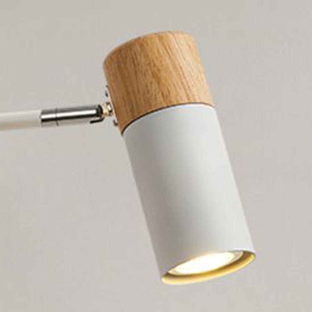 Ozawa Nordic Can Shaped Adjustable Wall Lamp, Metal/Wood, White - Lumpaz