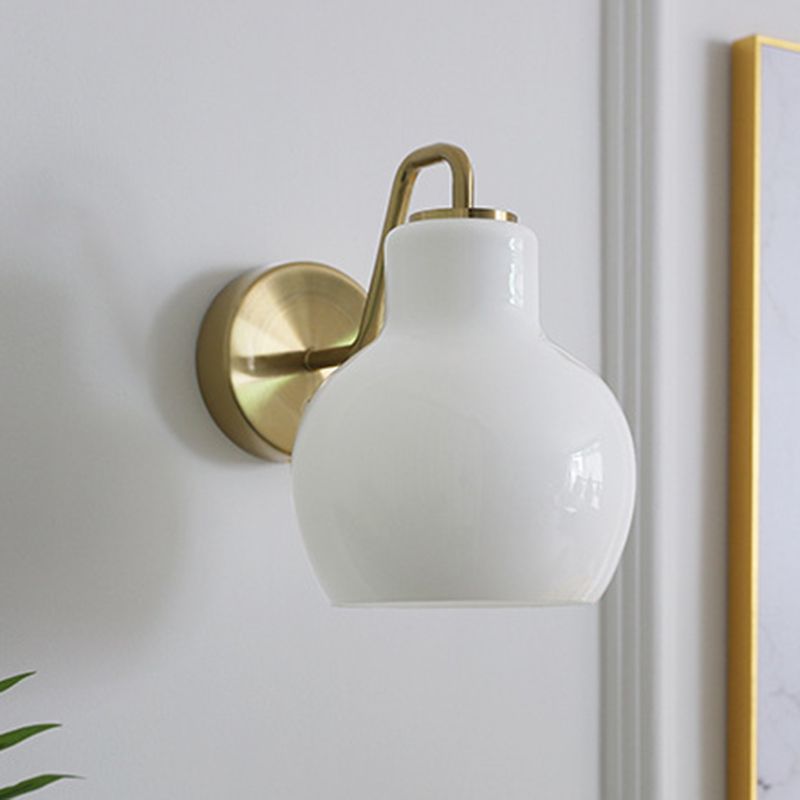 Lily Simple Dome Shape Vanity Wall Lamp, Metal/Glass - Lumpaz