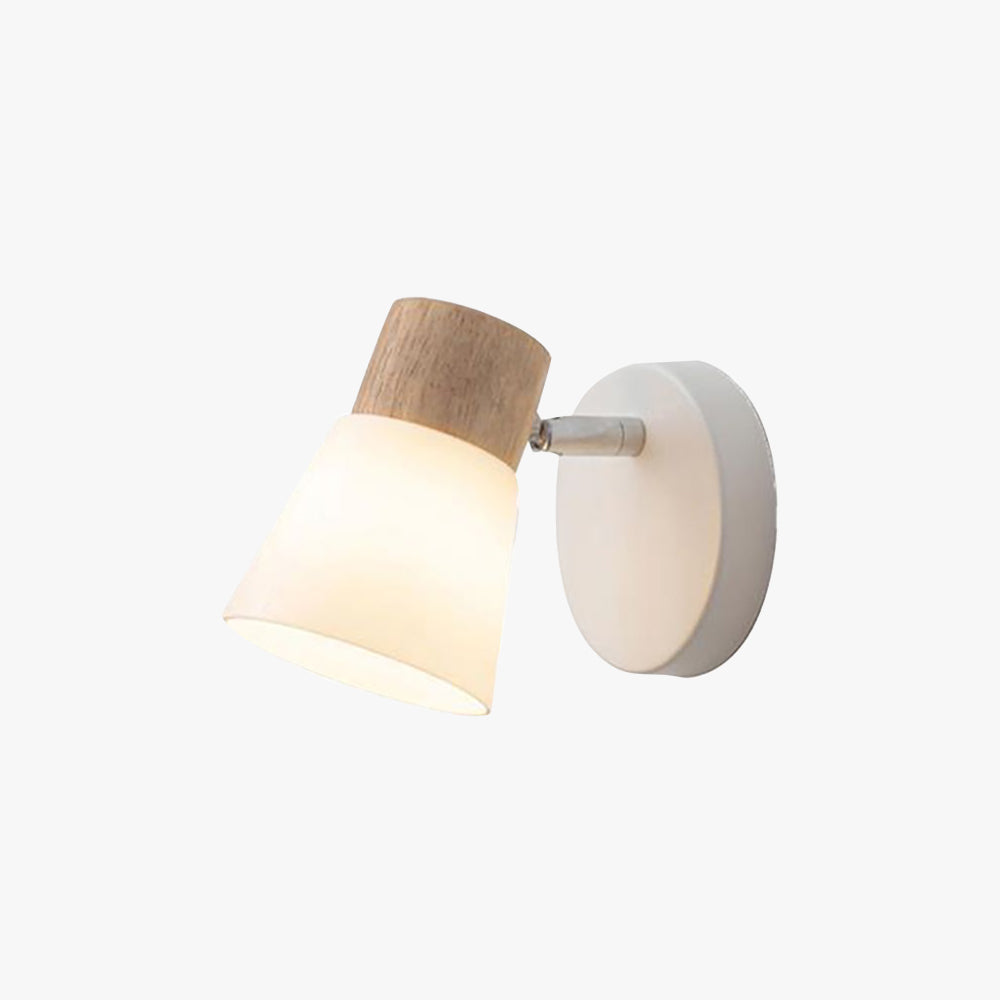 Ozawa Wall Lamp Nordic Vanity Mirror Front, Wood/Glass, White, Basement - Lumpaz