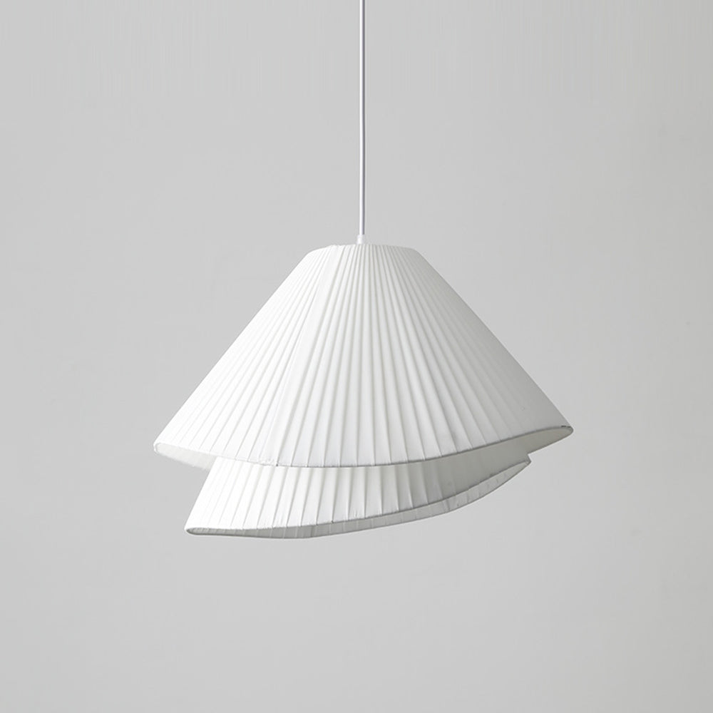 Renée Minimalist Double Overlap Fabric LED Pendant Light, White - Lumpaz
