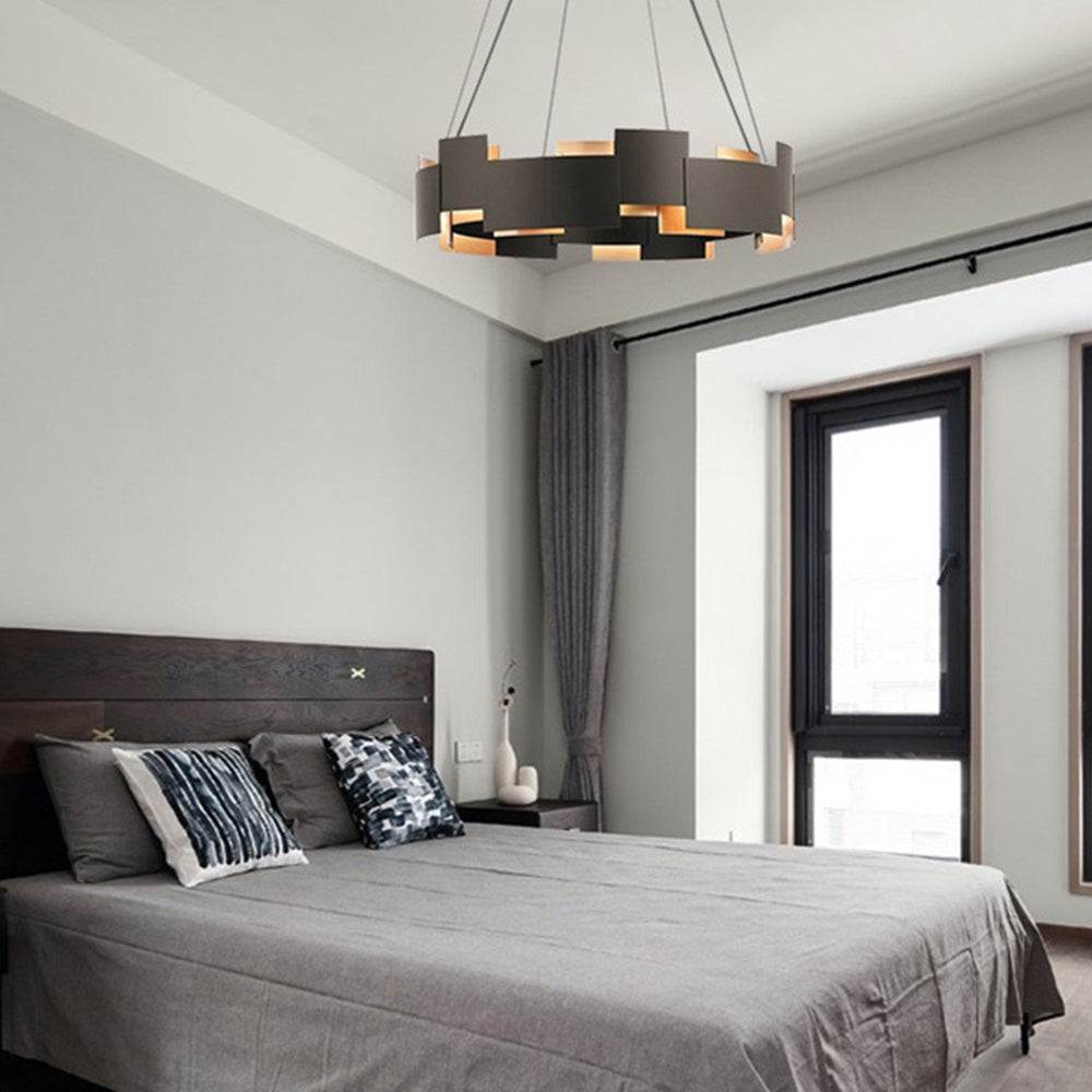 Evette Modern Ring Metal Pendant Lamp, Black - Lumpaz